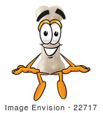 #22717 Clip Art Graphic Of A Bone Cartoon Character Sitting