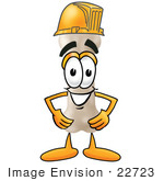 #22723 Clip Art Graphic Of A Bone Cartoon Character Wearing A Hardhat Helmet