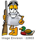 #22803 Clip Art Graphic Of A Laboratory Flask Beaker Cartoon Character Duck Hunting Standing With A Rifle And Duck