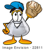 #22811 Clip Art Graphic Of A Laboratory Flask Beaker Cartoon Character Catching A Baseball With A Glove