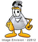 #22812 Clip Art Graphic Of A Laboratory Flask Beaker Cartoon Character Pointing At The Viewer