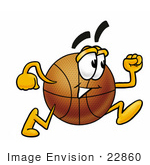 #22860 Clip Art Graphic Of A Basketball Cartoon Character Running