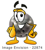 #22874 Clip Art Graphic Of A Bowling Ball Cartoon Character Pointing At The Viewer