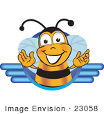 #23058 Clip Art Graphic Of A Honey Bee Cartoon Character Logo