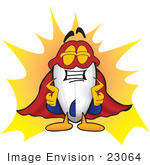 #23064 Clip Art Graphic Of A Dirigible Blimp Airship Cartoon Character Dressed As A Super Hero