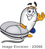 #23066 Clip Art Graphic Of A Dirigible Blimp Airship Cartoon Character With A Computer Mouse