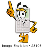 #23106 Clip Art Graphic Of A Calculator Cartoon Character Pointing Upwards