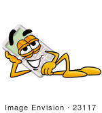 #23117 Clip Art Graphic Of A Calculator Cartoon Character Resting His Head On His Hand