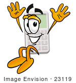 #23119 Clip Art Graphic Of A Calculator Cartoon Character Jumping
