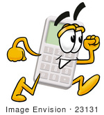 #23131 Clip Art Graphic of a Calculator Cartoon Character Running by toons4biz