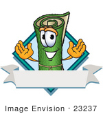 #23237 Clip Art Graphic Of A Rolled Green Carpet Cartoon Character Label