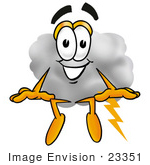 #23351 Clip Art Graphic Of A Puffy White Cumulus Cloud Cartoon Character Sitting