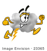 #23365 Clip Art Graphic Of A Puffy White Cumulus Cloud Cartoon Character Running