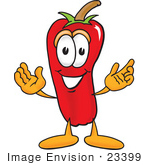 #23399 Clip Art Graphic Of A Red Chilli Pepper Cartoon Character With Welcoming Open Arms