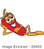 #23403 Clip Art Graphic Of A Red Chilli Pepper Cartoon Character Resting His Head On His Hand