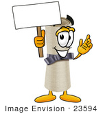 #23594 Clip Art Graphic Of A Rolled Diploma Certificate Cartoon Character Holding A Blank Sign