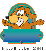 #23608 Clip Art Graphic Of A Cute Brown Dog Cartoon Character Label