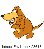 #23613 Clip Art Graphic Of A Grumpy Brown Hound Dog Cartoon Character