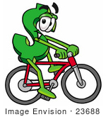 #23688 Clip Art Graphic Of A Green Usd Dollar Sign Cartoon Character Riding A Bicycle