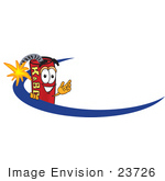 #23726 Clip Art Graphic Of A Stick Of Red Dynamite Cartoon Character Logo With A Blue Dash