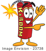 #23738 Clip Art Graphic Of A Stick Of Red Dynamite Cartoon Character Waving And Pointing