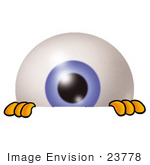 #23778 Clip Art Graphic Of A Blue Eyeball Cartoon Character Peeking Over A Surface