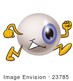#23785 Clip Art Graphic Of A Blue Eyeball Cartoon Character Running