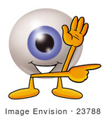 #23788 Clip Art Graphic Of A Blue Eyeball Cartoon Character Waving And Pointing