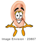 #23807 Clip Art Graphic Of A Human Ear Cartoon Character Sitting