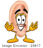 #23817 Clip Art Graphic Of A Human Ear Cartoon Character With Welcoming Open Arms