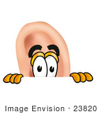 #23820 Clip Art Graphic Of A Human Ear Cartoon Character Peeking Over A Surface