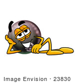 #23830 Clip Art Graphic Of A Billiards Eight Ball Cartoon Character Resting His Head On His Hand