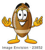#23852 Clip Art Graphic of a Football Cartoon Character With Welcoming Open Arms by toons4biz