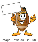 #23868 Clip Art Graphic Of A Football Cartoon Character Holding A Blank Sign
