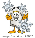 #23882 Clipart Picture Of A Chefs Hat Mascot Cartoon Character With Three Snowflakes In Winter