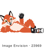 #23969 Clipart Picture Of A Fox Mascot Cartoon Character Resting His Head On His Hand