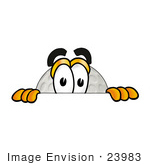 #23983 Clip Art Graphic Of A Golf Ball Cartoon Character Peeking Over A Surface