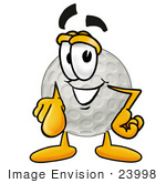 #23998 Clip Art Graphic Of A Golf Ball Cartoon Character Pointing At The Viewer