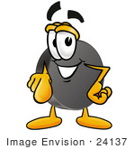 #24137 Clip Art Graphic Of An Ice Hockey Puck Cartoon Character Pointing At The Viewer