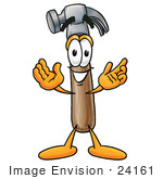 #24161 Clip Art Graphic Of A Hammer Tool Cartoon Character With Welcoming Open Arms