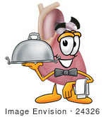 #24326 Clip Art Graphic Of A Human Heart Cartoon Character Dressed As A Waiter And Holding A Serving Platter