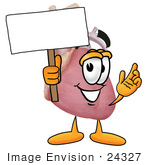 #24327 Clip Art Graphic Of A Human Heart Cartoon Character Holding A Blank Sign