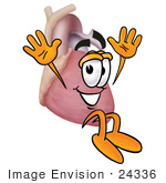 #24336 Clip Art Graphic Of A Human Heart Cartoon Character Jumping