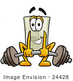 #24428 Clip Art Graphic Of A White Electrical Light Switch Cartoon Character Lifting A Heavy Barbell