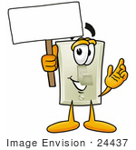 #24437 Clip Art Graphic Of A White Electrical Light Switch Cartoon Character Holding A Blank Sign