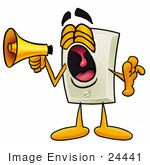 #24441 Clip Art Graphic Of A White Electrical Light Switch Cartoon Character Screaming Into A Megaphone