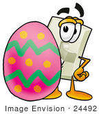 #24492 Clip Art Graphic Of A White Electrical Light Switch Cartoon Character Standing Beside An Easter Egg