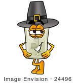 #24496 Clip Art Graphic Of A White Electrical Light Switch Cartoon Character Wearing A Pilgrim Hat On Thanksgiving