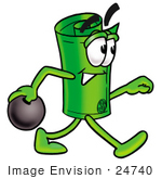 #24740 Clip Art Graphic Of A Rolled Greenback Dollar Bill Banknote Cartoon Character Holding A Bowling Ball