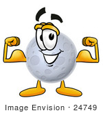 #24749 Clip Art Graphic Of A Full Moon Cartoon Character Flexing His Arm Muscles